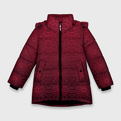 Куртка зимняя для девочки Изысканный красный узорчатый, цвет: 3D-черный