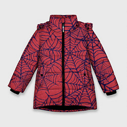 Зимняя куртка для девочки Паутина красно-синий