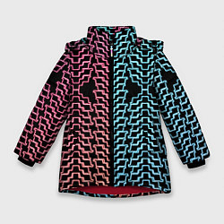 Куртка зимняя для девочки Неоновая кибер броня-кольчуга, цвет: 3D-красный