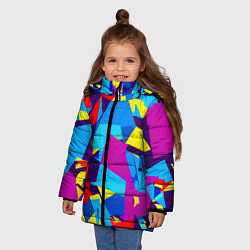 Куртка зимняя для девочки Полигональная композиция - поп-арт - нейросеть, цвет: 3D-черный — фото 2