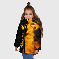 Куртка зимняя для девочки Poppy Playtime - gold gradient: по-вертикали, цвет: 3D-черный — фото 2