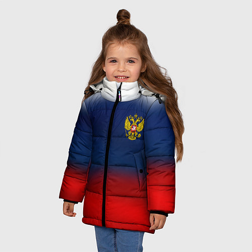 Зимняя куртка для девочки Символика России герб / 3D-Черный – фото 3