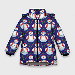 Куртка зимняя для девочки Милые снеговики - зимний узор, цвет: 3D-светло-серый
