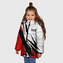 Куртка зимняя для девочки N7 mass effect - white and red, цвет: 3D-черный — фото 2