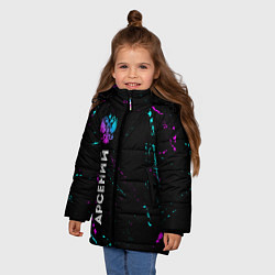 Куртка зимняя для девочки Арсений и неоновый герб России: по-вертикали, цвет: 3D-черный — фото 2