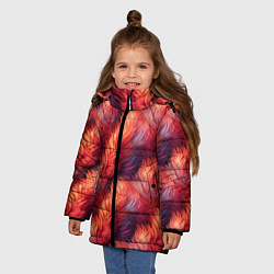 Куртка зимняя для девочки Красный мех паттерн, цвет: 3D-светло-серый — фото 2