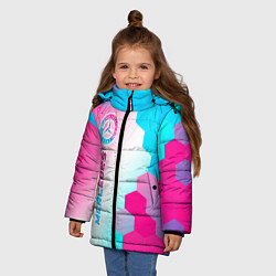 Куртка зимняя для девочки Mercedes neon gradient style по-вертикали, цвет: 3D-черный — фото 2