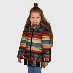 Куртка зимняя для девочки Этнический принт в полоску, цвет: 3D-красный — фото 2
