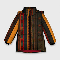 Зимняя куртка для девочки Этнический узор в вертикальную полоску