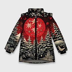Зимняя куртка для девочки Новогодний лес