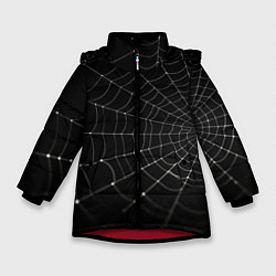 Куртка зимняя для девочки Паутина на черном фоне, цвет: 3D-красный