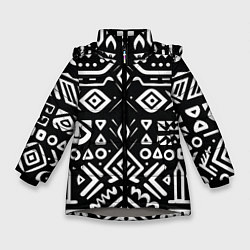 Зимняя куртка для девочки Черно-белый абстрактный паттерн