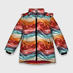 Зимняя куртка для девочки Разноцветные полосы текстура ткани
