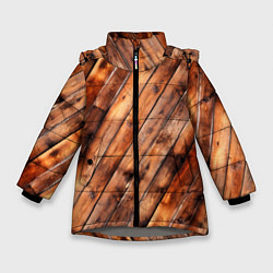 Куртка зимняя для девочки Деревянная обшивка, цвет: 3D-светло-серый