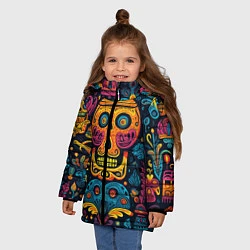 Куртка зимняя для девочки Узор в мексиканском стиле, цвет: 3D-красный — фото 2