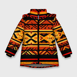 Куртка зимняя для девочки Узор в этническом стиле масаев, цвет: 3D-светло-серый