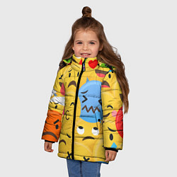 Куртка зимняя для девочки Смайлы разные эмоции, цвет: 3D-красный — фото 2