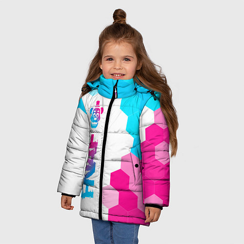 Зимняя куртка для девочки FNAF neon gradient style по-вертикали / 3D-Черный – фото 3