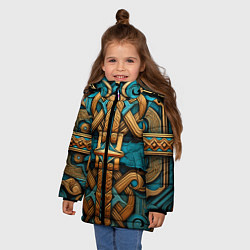 Куртка зимняя для девочки Орнамент в норвежском стиле, цвет: 3D-светло-серый — фото 2