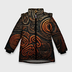 Зимняя куртка для девочки Асимметричный паттерн в викингском стиле