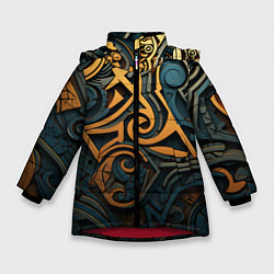 Зимняя куртка для девочки Абстрактный узор в викингском стиле