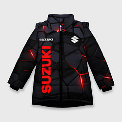 Куртка зимняя для девочки Suzuki - плиты с эффектом свечения, цвет: 3D-черный