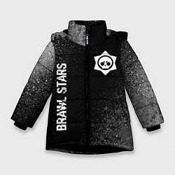 Куртка зимняя для девочки Brawl Stars glitch на темном фоне вертикально, цвет: 3D-черный