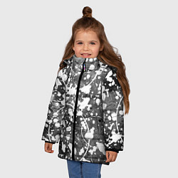 Куртка зимняя для девочки Абстракция - круги на сером, цвет: 3D-светло-серый — фото 2