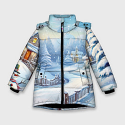 Куртка зимняя для девочки Снежная тропинка, цвет: 3D-черный