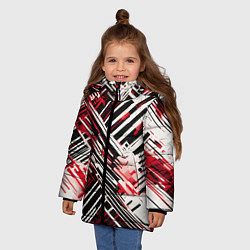 Куртка зимняя для девочки Киберпанк линии белые и красные, цвет: 3D-светло-серый — фото 2