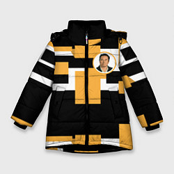 Куртка зимняя для девочки Илон идея, цвет: 3D-черный