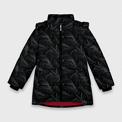 Зимняя куртка для девочки Черные драконы паттерн