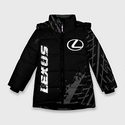 Зимняя куртка для девочки Lexus speed на темном фоне со следами шин вертикал
