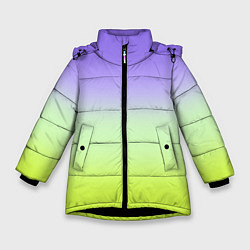 Зимняя куртка для девочки Фиолетовый мятный и желто-зеленый градиент
