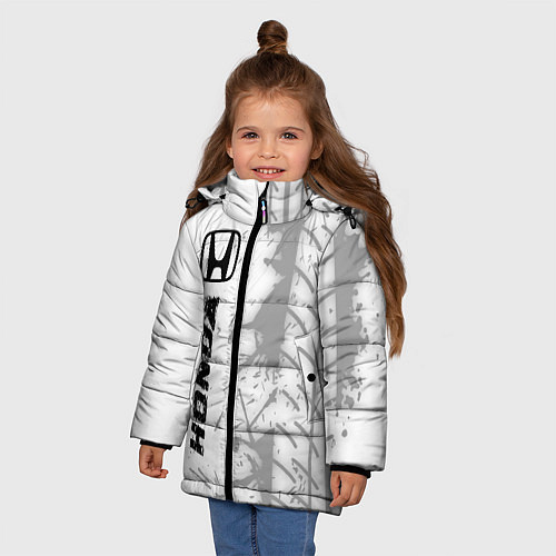 Зимняя куртка для девочки Honda speed на светлом фоне со следами шин по-верт / 3D-Черный – фото 3