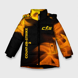 Куртка зимняя для девочки Counter-Strike 2 - gold gradient вертикально, цвет: 3D-черный