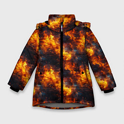 Зимняя куртка для девочки Пламя огня паттерн
