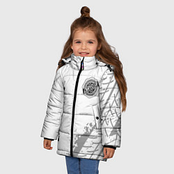 Куртка зимняя для девочки Chrysler speed на светлом фоне со следами шин верт, цвет: 3D-черный — фото 2