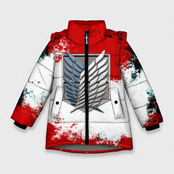 Куртка зимняя для девочки Атака титанов аниме краски, цвет: 3D-светло-серый