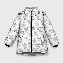 Куртка зимняя для девочки Сончас у мишек - принт раскраска, цвет: 3D-светло-серый
