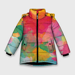 Куртка зимняя для девочки Спектр акварели, цвет: 3D-черный