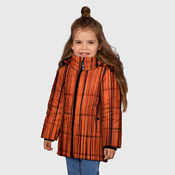 Куртка зимняя для девочки Абстрактные полосы красно-оранжевый, цвет: 3D-черный — фото 2