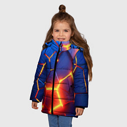 Куртка зимняя для девочки Огненные плиты с разломом, цвет: 3D-красный — фото 2