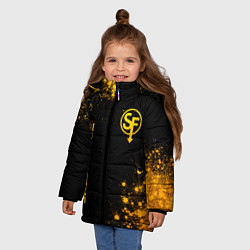 Куртка зимняя для девочки Sally Face - gold gradient вертикально, цвет: 3D-черный — фото 2