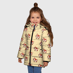 Куртка зимняя для девочки Кошачьи следы на спине, цвет: 3D-светло-серый — фото 2