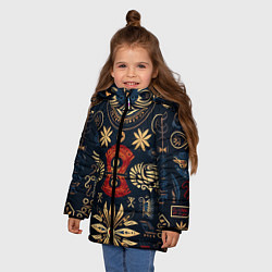 Куртка зимняя для девочки Узор в славянском стиле, цвет: 3D-светло-серый — фото 2
