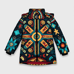 Зимняя куртка для девочки Симметричный орнамент в славянском стиле