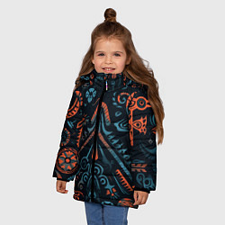 Куртка зимняя для девочки Абстрактный рисунок в славянском стиле, цвет: 3D-светло-серый — фото 2