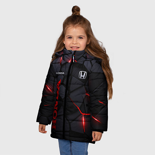 Зимняя куртка для девочки Honda - плиты с эффектом свечения / 3D-Черный – фото 3
