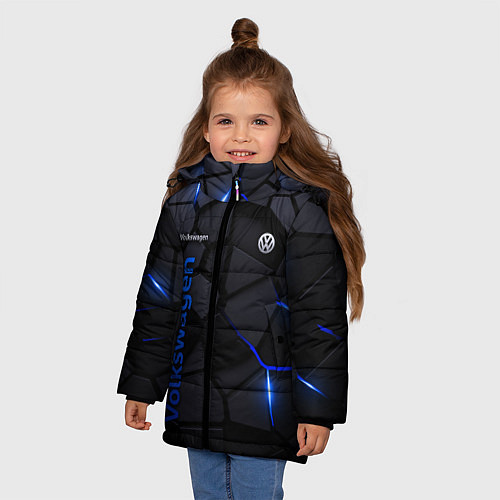 Зимняя куртка для девочки Volkswagen - плиты с эффектом свечения / 3D-Черный – фото 3